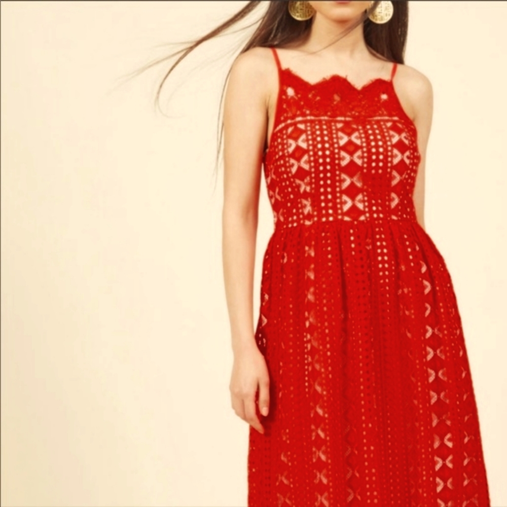 Liza Luxe Red Lace Cocktail Dress